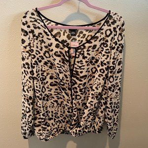 Torrid Surplice Leopard Print Semi-sheer Blouse, NWT Size 1